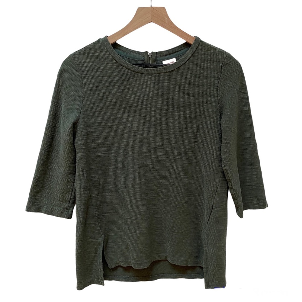 Merona Target Moss Green Textured 100% Cotton 3/4 Sleeve Top Women’s Size XS